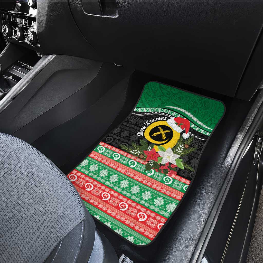 Vanuatu Pig's Tusk Meri Krismas! Car Mats Vanuatuan Sand Drawing Pattern - Polynesian Pride