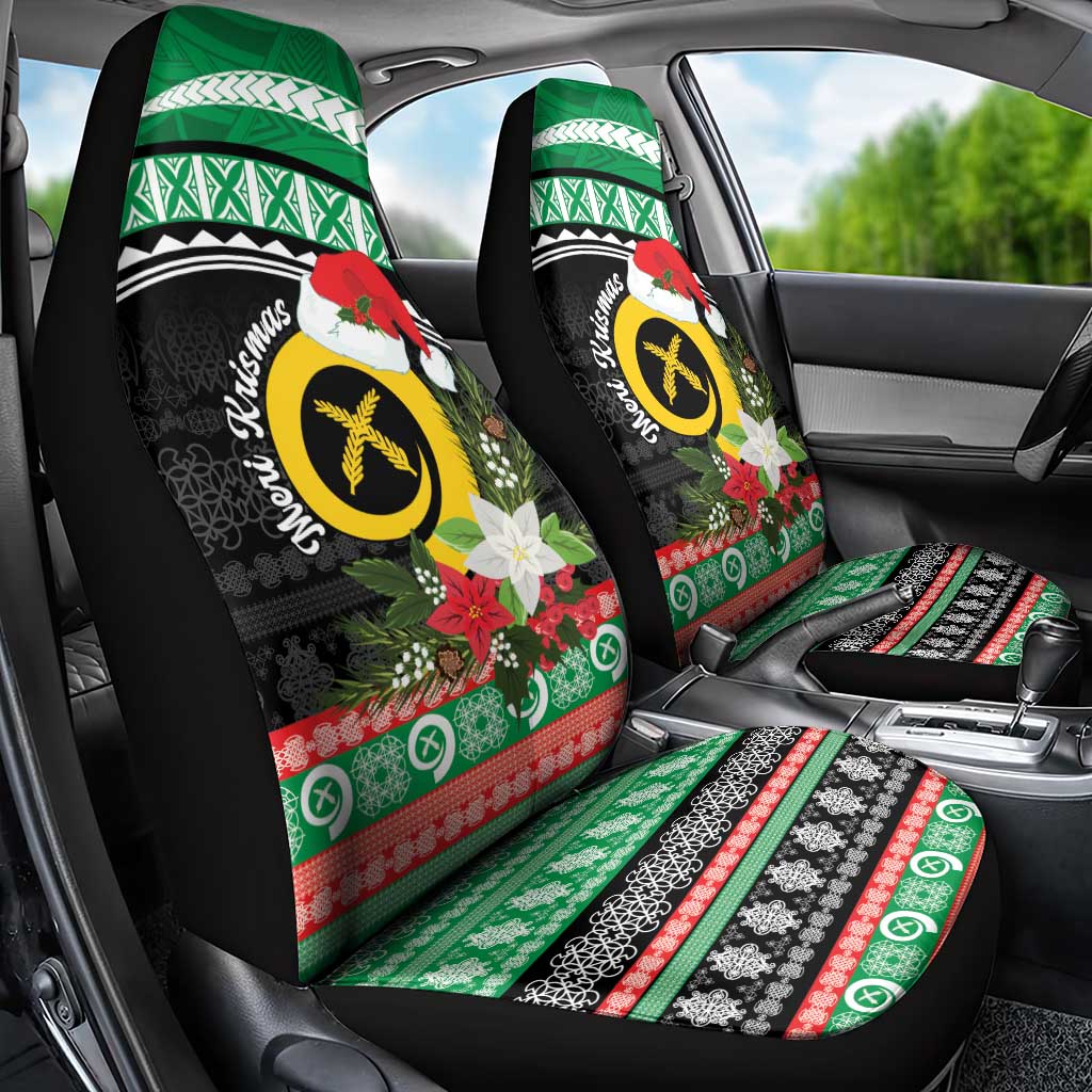 Vanuatu Pig's Tusk Meri Krismas! Car Seat Cover Vanuatuan Sand Drawing Pattern - Polynesian Pride
