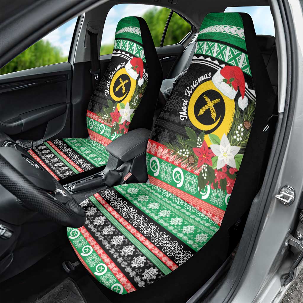 Vanuatu Pig's Tusk Meri Krismas! Car Seat Cover Vanuatuan Sand Drawing Pattern - Polynesian Pride