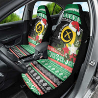 Vanuatu Pig's Tusk Meri Krismas! Car Seat Cover Vanuatuan Sand Drawing Pattern - Polynesian Pride