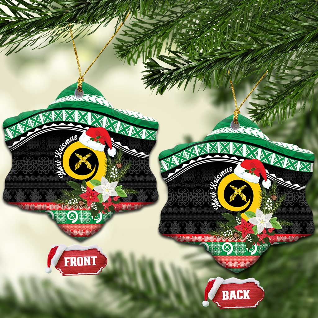 Vanuatu Pig's Tusk Meri Krismas! Ceramic Ornament Vanuatuan Sand Drawing Pattern - Polynesian Pride