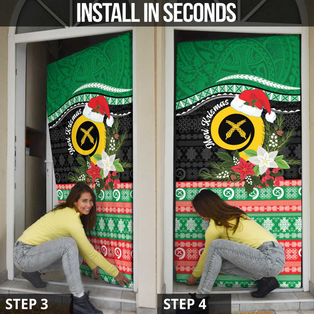 Vanuatu Pig's Tusk Meri Krismas! Door Cover Vanuatuan Sand Drawing Pattern - Polynesian Pride