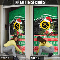 Vanuatu Pig's Tusk Meri Krismas! Door Cover Vanuatuan Sand Drawing Pattern - Polynesian Pride