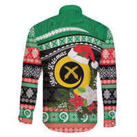 Vanuatu Pig's Tusk Meri Krismas! Family Matching Off The Shoulder Long Sleeve Dress and Hawaiian Shirt Vanuatuan Sand Drawing Pattern - Polynesian Pride