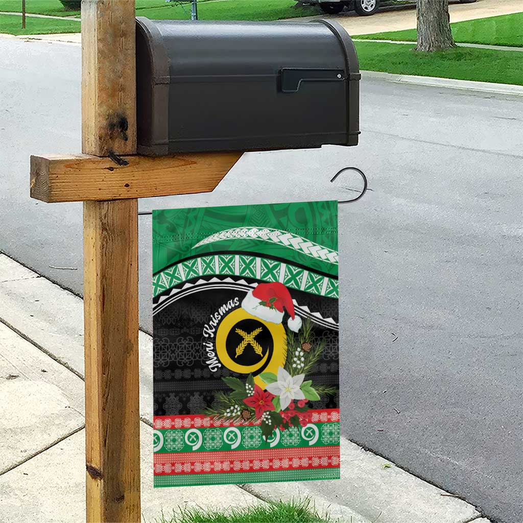 Vanuatu Pig's Tusk Meri Krismas! Garden Flag Vanuatuan Sand Drawing Pattern - Polynesian Pride