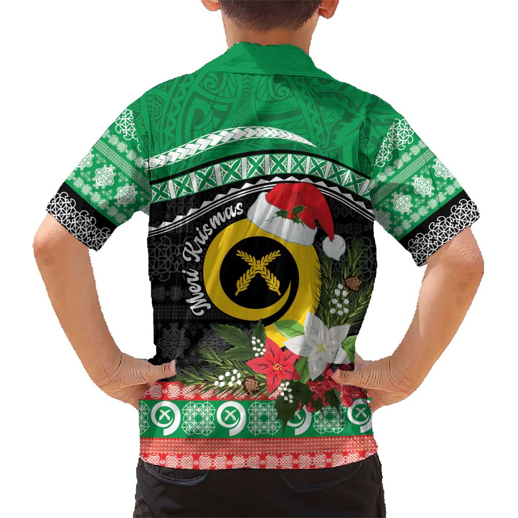 Vanuatu Pig's Tusk Meri Krismas! Hawaiian Shirt Vanuatuan Sand Drawing Pattern - Polynesian Pride
