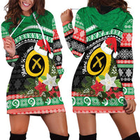 Vanuatu Pig's Tusk Meri Krismas! Hoodie Dress Vanuatuan Sand Drawing Pattern - Polynesian Pride