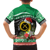 Vanuatu Pig's Tusk Meri Krismas! Kid Hawaiian Shirt Vanuatuan Sand Drawing Pattern - Polynesian Pride