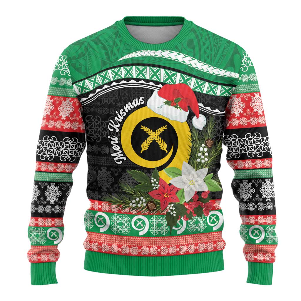 Vanuatu Pig's Tusk Meri Krismas! Ugly Christmas Sweater Vanuatuan Sand Drawing Pattern - Polynesian Pride