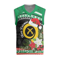 Vanuatu Pig's Tusk Meri Krismas! Christmas Knitted V-Neck Vest Vanuatuan Sand Drawing Pattern - Polynesian Pride