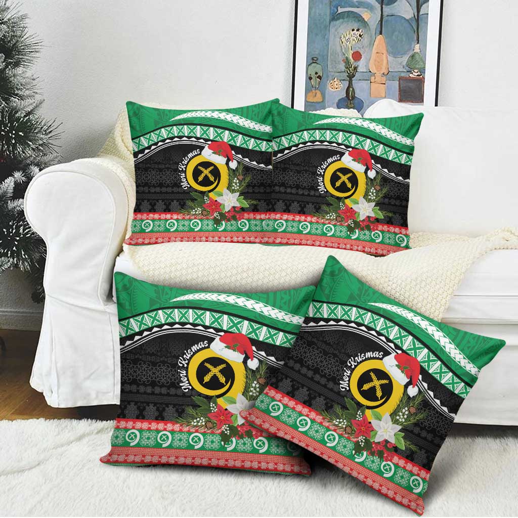 Vanuatu Pig's Tusk Meri Krismas! Pillow Cover Vanuatuan Sand Drawing Pattern - Polynesian Pride