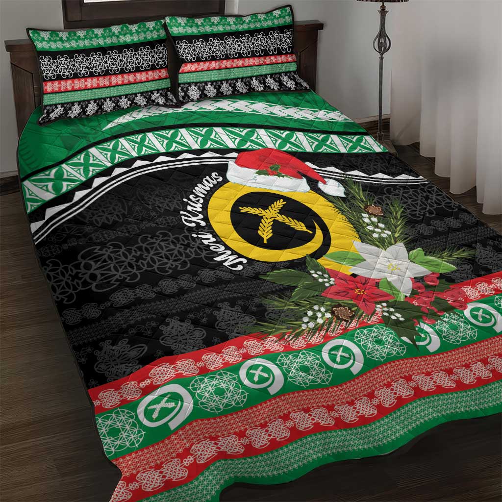 Vanuatu Pig's Tusk Meri Krismas! Quilt Bed Set Vanuatuan Sand Drawing Pattern - Polynesian Pride