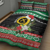 Vanuatu Pig's Tusk Meri Krismas! Quilt Bed Set Vanuatuan Sand Drawing Pattern - Polynesian Pride