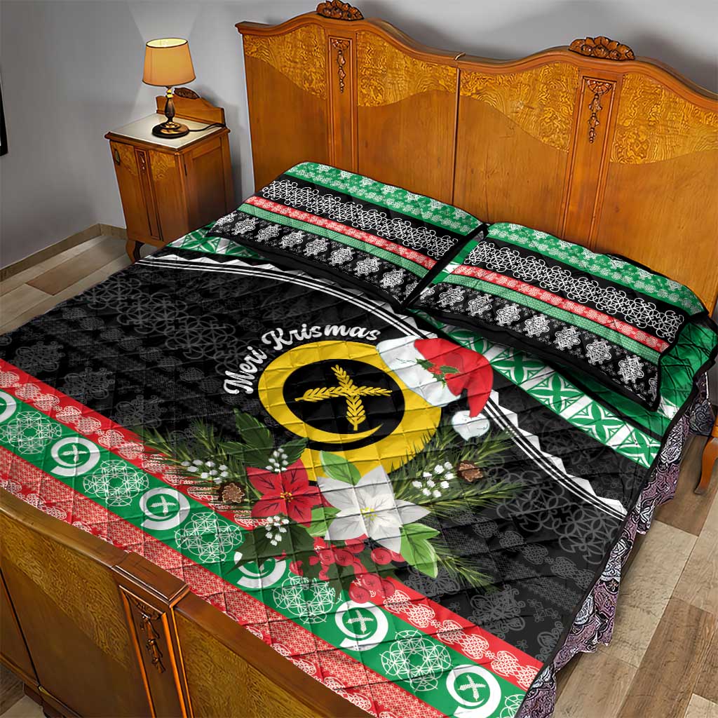 Vanuatu Pig's Tusk Meri Krismas! Quilt Bed Set Vanuatuan Sand Drawing Pattern - Polynesian Pride