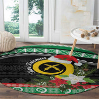 Vanuatu Pig's Tusk Meri Krismas! Round Carpet Vanuatuan Sand Drawing Pattern - Polynesian Pride
