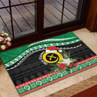 Vanuatu Pig's Tusk Meri Krismas! Rubber Doormat Vanuatuan Sand Drawing Pattern - Polynesian Pride