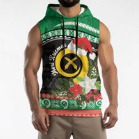 Vanuatu Pig's Tusk Meri Krismas! Sleeveless Hoodie Vanuatuan Sand Drawing Pattern - Polynesian Pride