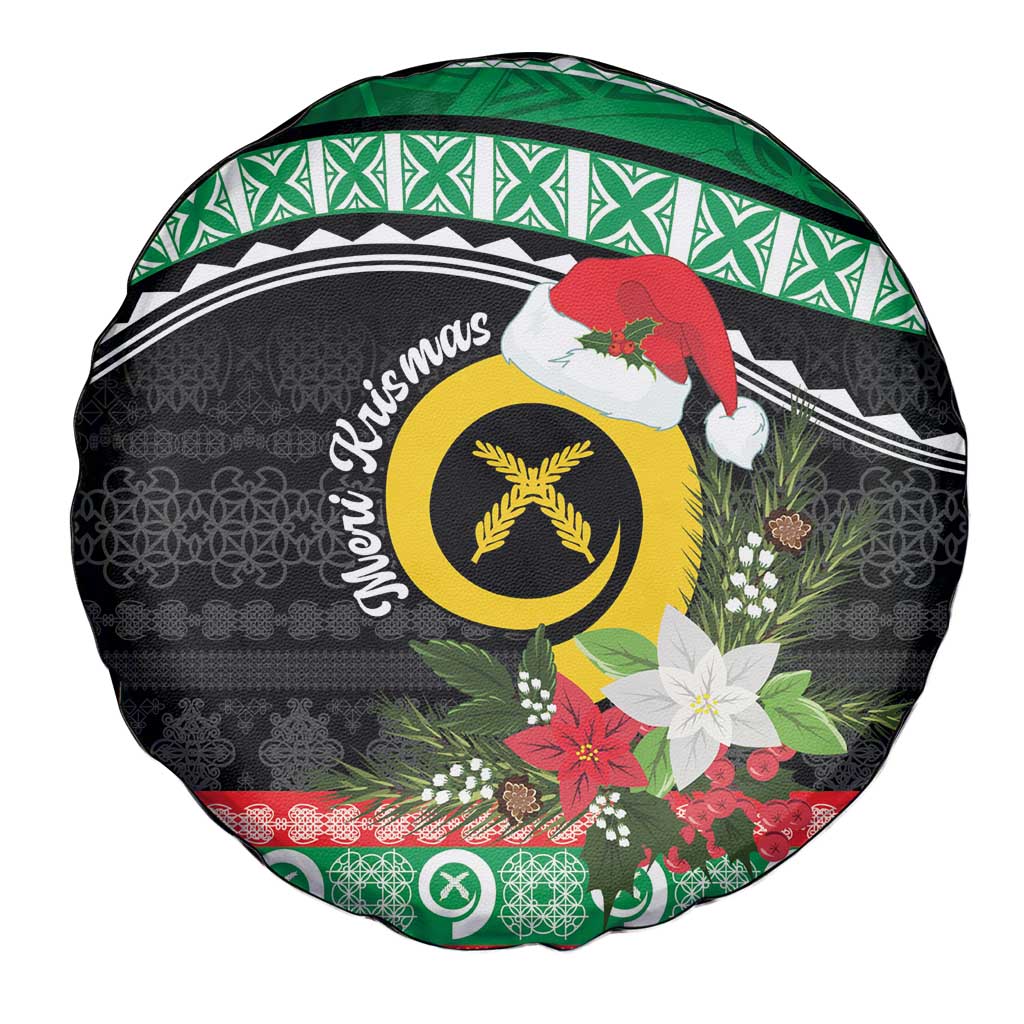 Vanuatu Pig's Tusk Meri Krismas! Spare Tire Cover Vanuatuan Sand Drawing Pattern - Polynesian Pride