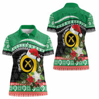 Vanuatu Pig's Tusk Meri Krismas! Women Polo Shirt Vanuatuan Sand Drawing Pattern - Polynesian Pride