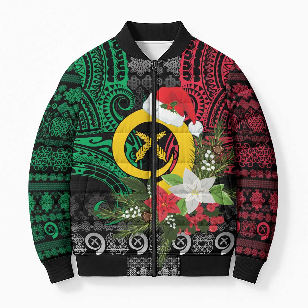 Vanuatu Pig's Tusk Meri Krismas! Bomber Puffer Jacket Vanuatuan Ancient Art Spirit - Polynesian Pride