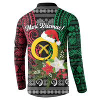 Vanuatu Pig's Tusk Meri Krismas! Button Sweatshirt Vanuatuan Ancient Art Spirit - Polynesian Pride