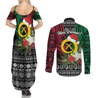 Vanuatu Pig's Tusk Meri Krismas! Couples Matching Summer Maxi Dress and Long Sleeve Button Shirt Vanuatuan Ancient Art Spirit LT9 - Polynesian Pride