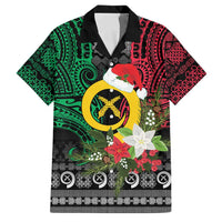Vanuatu Pig's Tusk Meri Krismas! Family Matching Off The Shoulder Long Sleeve Dress and Hawaiian Shirt Vanuatuan Ancient Art Spirit LT9 Dad's Shirt - Short Sleeve Black - Polynesian Pride