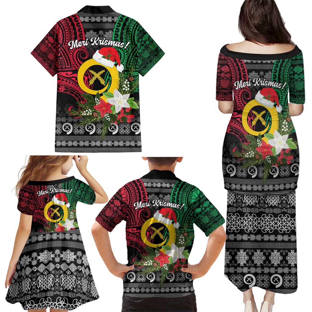 Vanuatu Pig's Tusk Meri Krismas! Family Matching Puletasi and Hawaiian Shirt Vanuatuan Ancient Art Spirit - Polynesian Pride