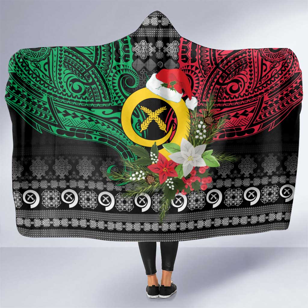 Vanuatu Pig's Tusk Meri Krismas! Hooded Blanket Vanuatuan Ancient Art Spirit - Polynesian Pride