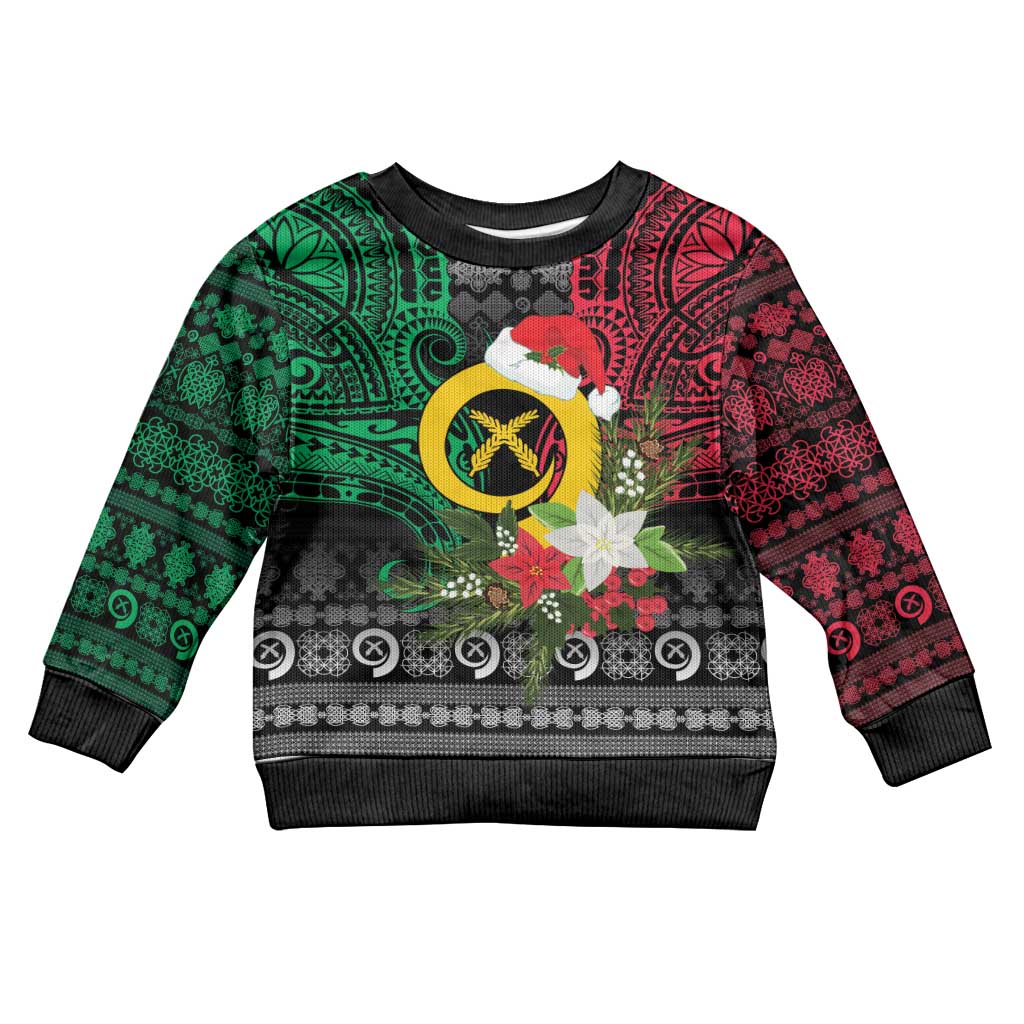 Vanuatu Pig's Tusk Meri Krismas! Kid Ugly Christmas Sweater Vanuatuan Ancient Art Spirit - Polynesian Pride