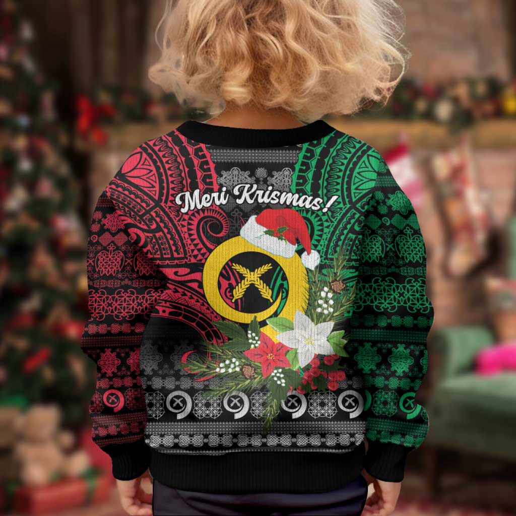 Vanuatu Pig's Tusk Meri Krismas! Kid Ugly Christmas Sweater Vanuatuan Ancient Art Spirit - Polynesian Pride