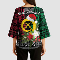 Vanuatu Pig's Tusk Meri Krismas! Kimono Sleeve Blouse Vanuatuan Ancient Art Spirit - Polynesian Pride