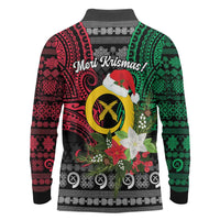 Vanuatu Pig's Tusk Meri Krismas! Long Sleeve Polo Shirt Vanuatuan Ancient Art Spirit - Polynesian Pride