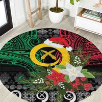 Vanuatu Pig's Tusk Meri Krismas! Round Carpet Vanuatuan Ancient Art Spirit - Polynesian Pride
