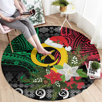 Vanuatu Pig's Tusk Meri Krismas! Round Carpet Vanuatuan Ancient Art Spirit - Polynesian Pride