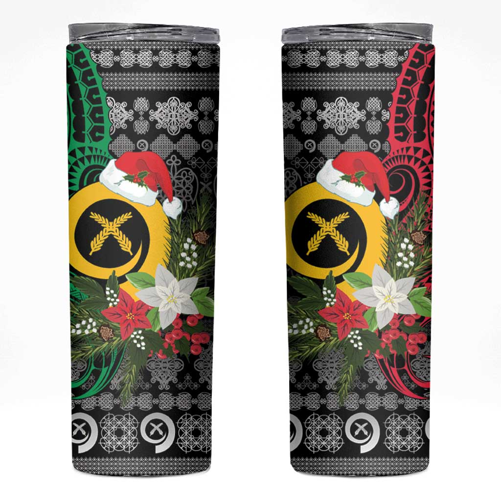 Vanuatu Pig's Tusk Meri Krismas! Skinny Tumbler Vanuatuan Ancient Art Spirit - Polynesian Pride