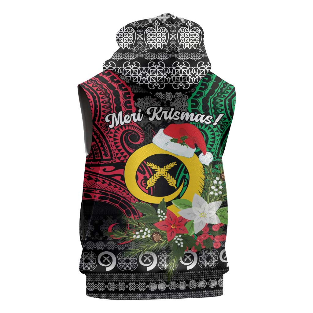 Vanuatu Pig's Tusk Meri Krismas! Sleeveless Hoodie Vanuatuan Ancient Art Spirit - Polynesian Pride