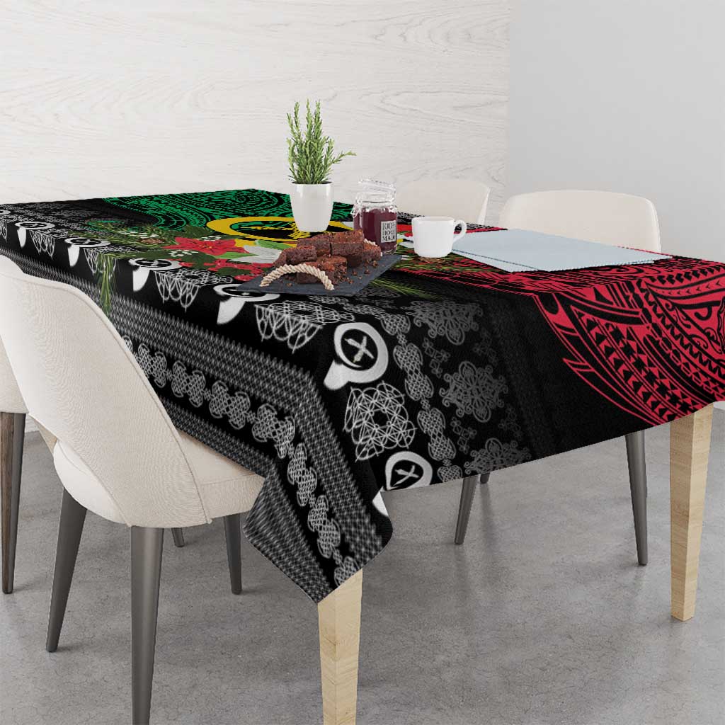 Vanuatu Pig's Tusk Meri Krismas! Tablecloth Vanuatuan Ancient Art Spirit - Polynesian Pride