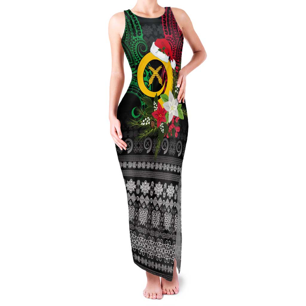Vanuatu Pig's Tusk Meri Krismas! Tank Maxi Dress Vanuatuan Ancient Art Spirit - Polynesian Pride