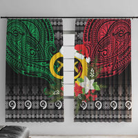 Vanuatu Pig's Tusk Meri Krismas! Window Curtain Vanuatuan Ancient Art Spirit - Polynesian Pride