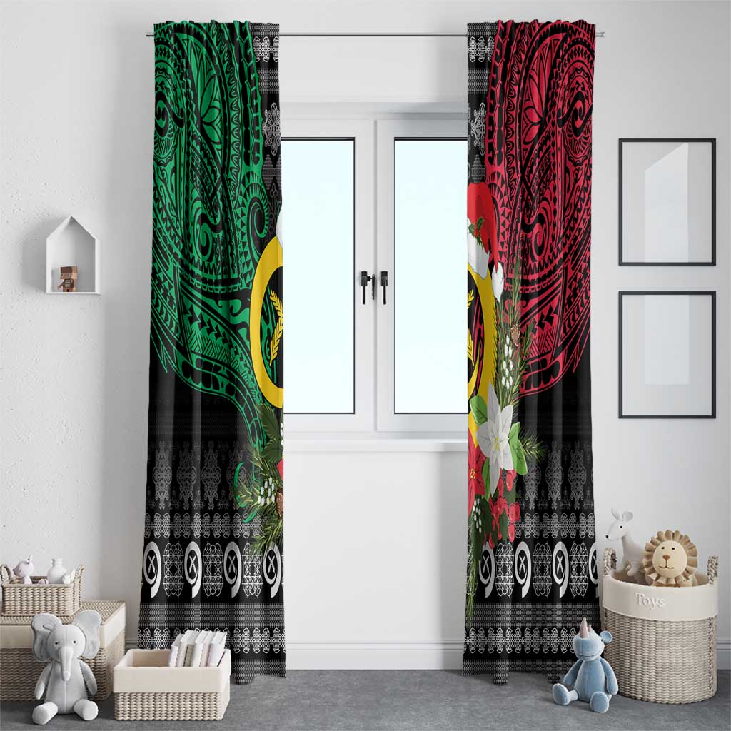 Vanuatu Pig's Tusk Meri Krismas! Window Curtain Vanuatuan Ancient Art Spirit - Polynesian Pride