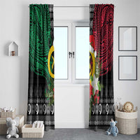 Vanuatu Pig's Tusk Meri Krismas! Window Curtain Vanuatuan Ancient Art Spirit - Polynesian Pride