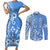 Kosrae Constitution Day Personalised Couples Matching Short Sleeve Bodycon Dress and Long Sleeve Button Shirt Kusaie Hook Tattoo Special Polynesian Pattern LT9 Blue - Polynesian Pride