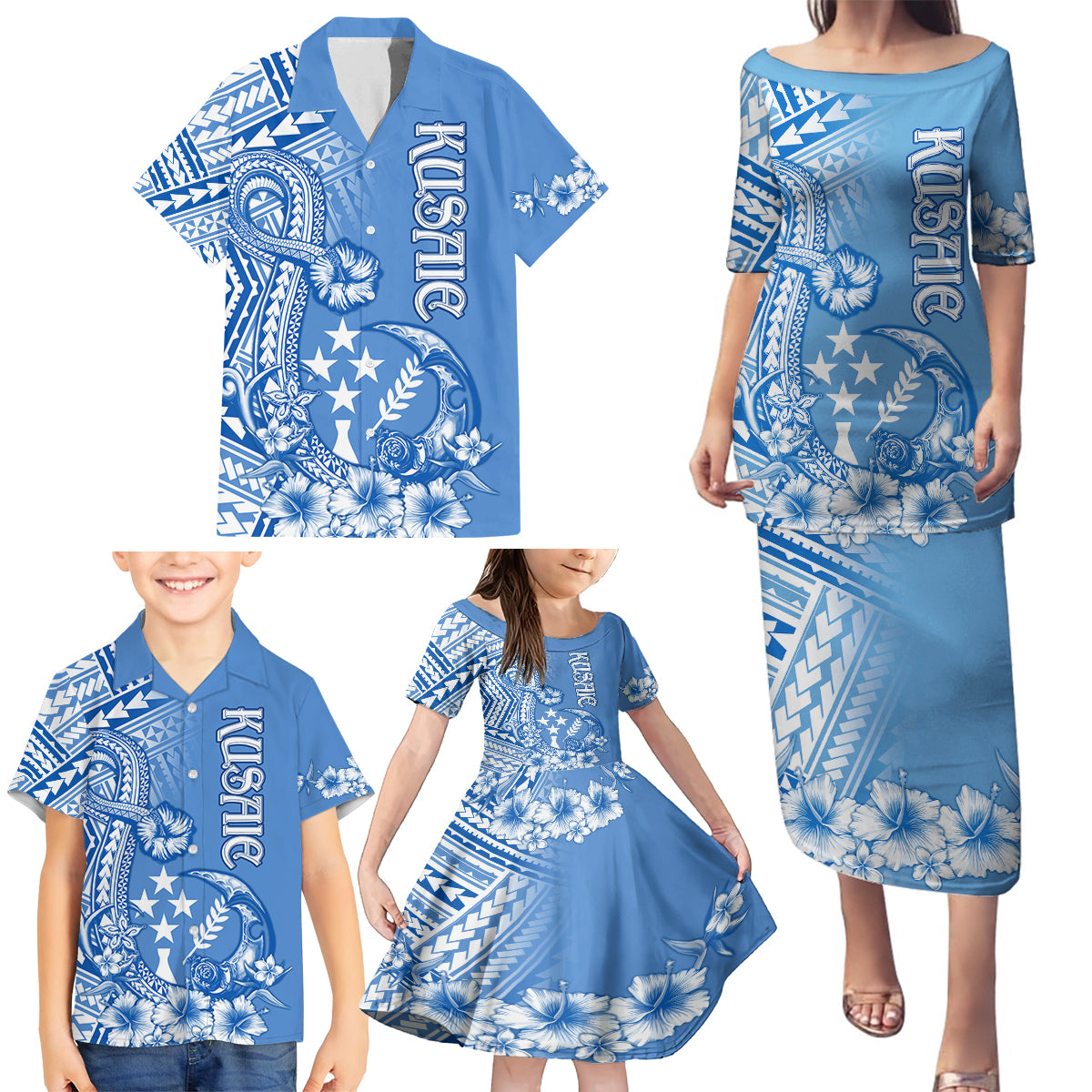 Kosrae Constitution Day Personalised Family Matching Puletasi Dress and Hawaiian Shirt Kusaie Hook Tattoo Special Polynesian Pattern LT9 - Polynesian Pride