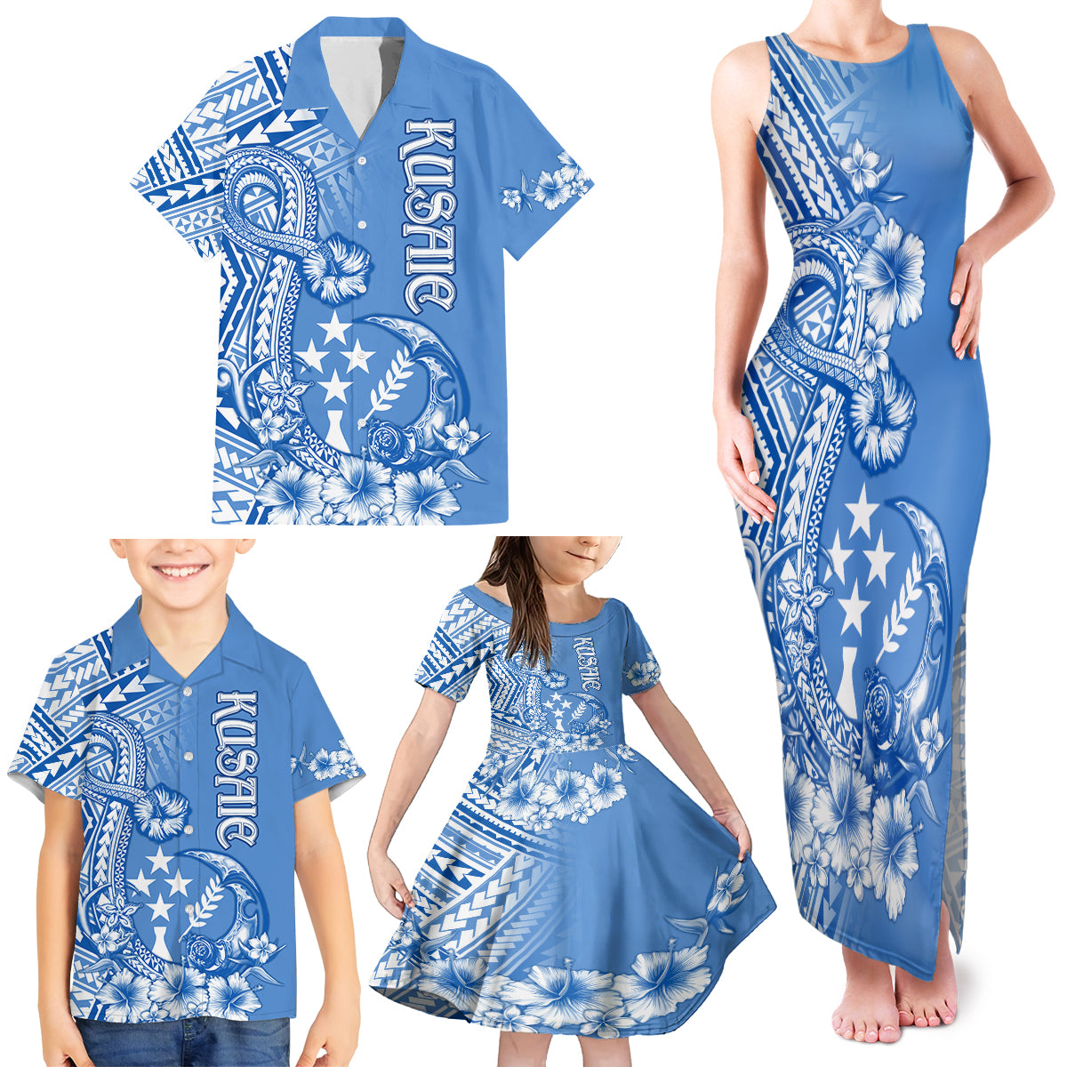 Kosrae Constitution Day Personalised Family Matching Tank Maxi Dress and Hawaiian Shirt Kusaie Hook Tattoo Special Polynesian Pattern LT9 - Polynesian Pride