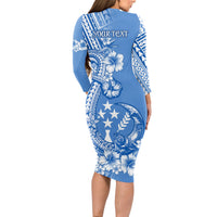 Kosrae Constitution Day Personalised Long Sleeve Bodycon Dress Kusaie Hook Tattoo Special Polynesian Pattern LT9 - Polynesian Pride