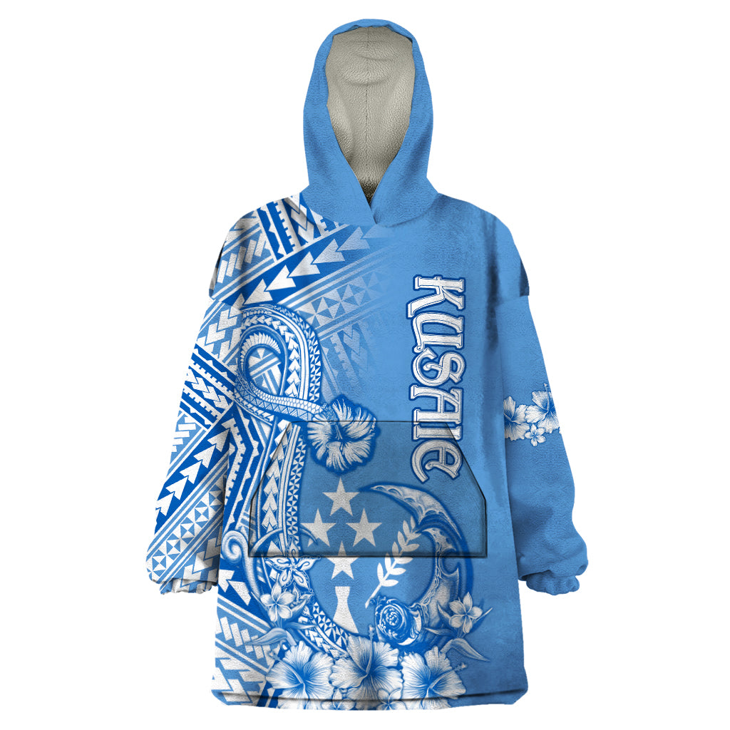 Kosrae Constitution Day Personalised Wearable Blanket Hoodie Kusaie Hook Tattoo Special Polynesian Pattern LT9 One Size Blue - Polynesian Pride