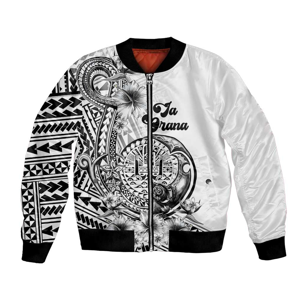 Ia Orana Tahiti Personalised Bomber Jacket French Polynesia Hook Tattoo Special White Color LT9