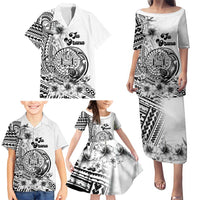 Ia Orana Tahiti Personalised Family Matching Puletasi Dress and Hawaiian Shirt French Polynesia Hook Tattoo Special White Color LT9 - Polynesian Pride