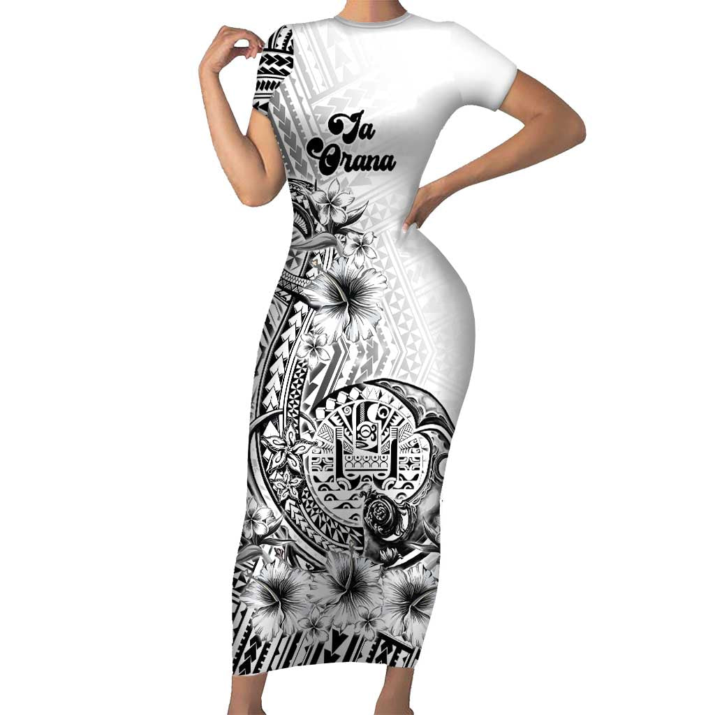 Ia Orana Tahiti Personalised Family Matching Short Sleeve Bodycon Dress and Hawaiian Shirt French Polynesia Hook Tattoo Special White Color LT9
